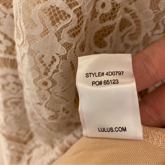 Lulus Like a Fairytale White beige Lace Maxi Dress formal wedding prom -Small - Picture 5 of 9